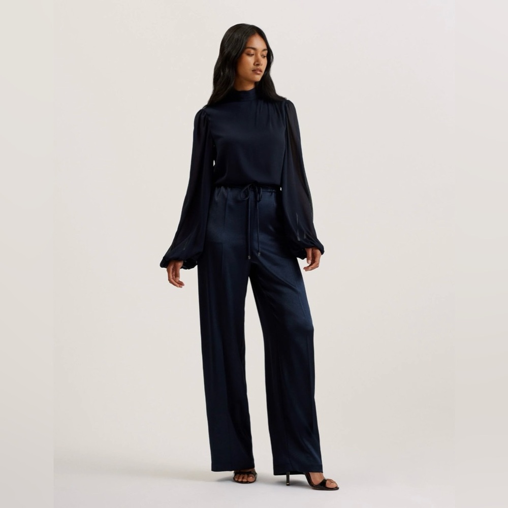 NWT Ted Baker UMAIBO Satin Wide Leg Drawstring Joggers size2